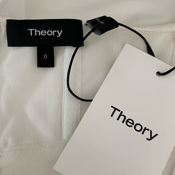 Theory Womens Laureema White Poplin Off-the-shoulder Size 0 - Picture 7 of 9